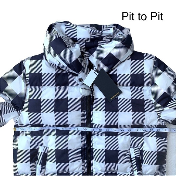 Juicy Couture Buffalo Check Plaid Heavy Warm Snow Winter Gingham Puffer Coat - Picture 10 of 16
